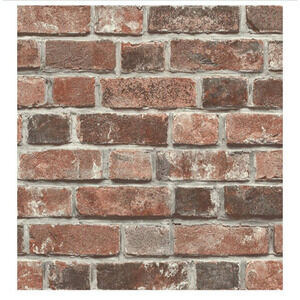 NextWall Distressed Faux Brick Peel and Stick Wallpaper Red New Home Kitchen New